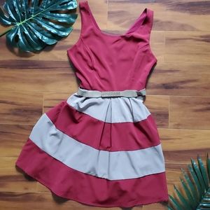 Colorblock Sundress with Gold Belt
